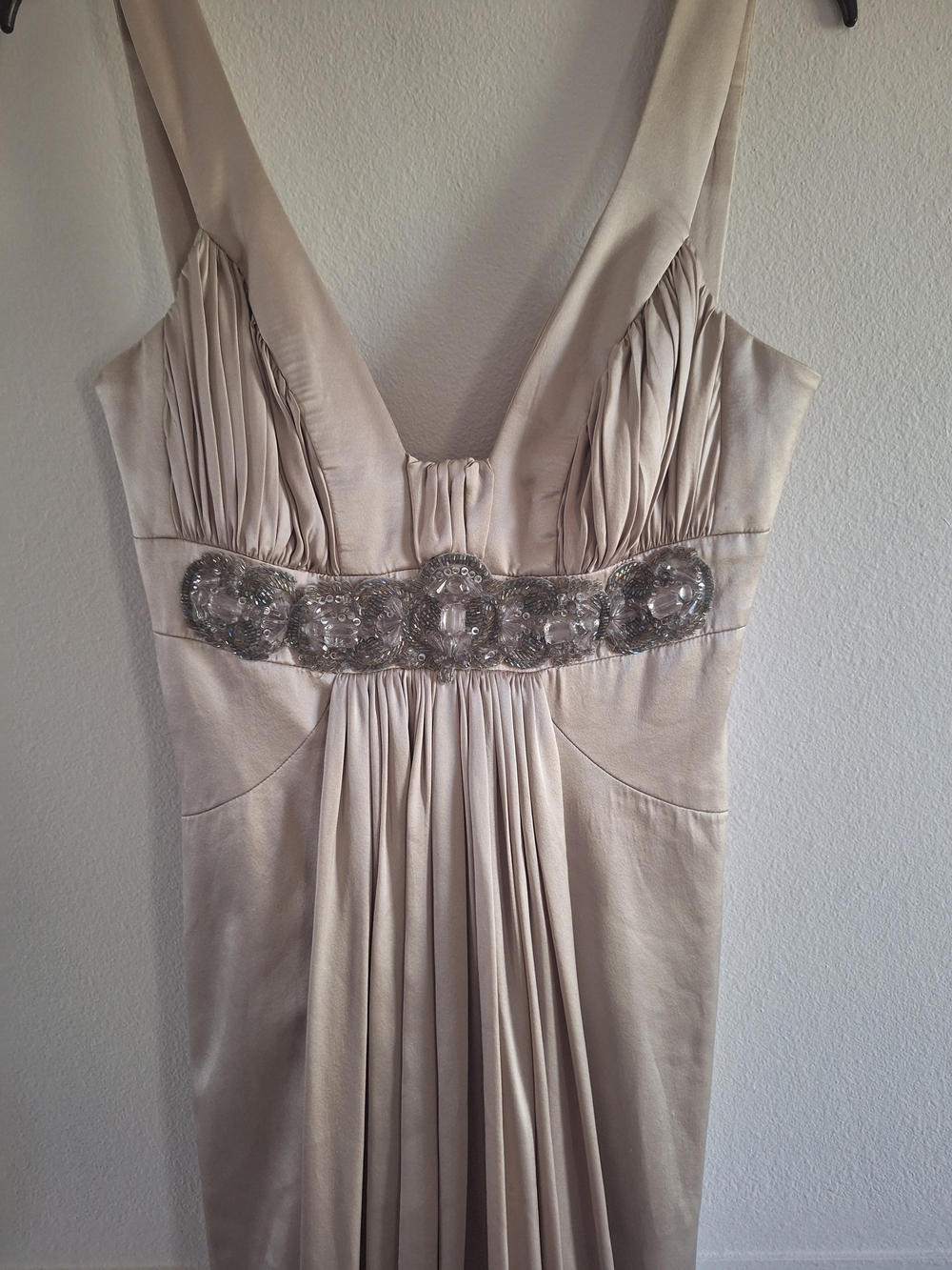 Elegant Taupe Beaded Empire Maxi Dress - Picture 6 of 8